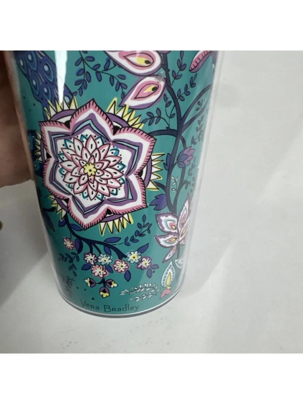 Vera Bradley Peacock Garden 24oz Travel Tumbler No Straw Acrylic Outlet